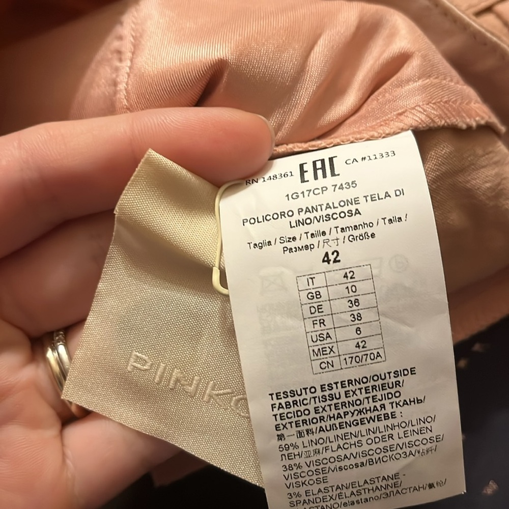 Pinko Linen Slit Cuff Flare Pants Size 6 NWOT - Picture 3 of 8